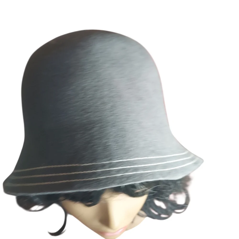 The Hatter Company Gray Felt Cloche Hat with Buckle Stitch Detail Vintage Inspir - Picture 6 of 13